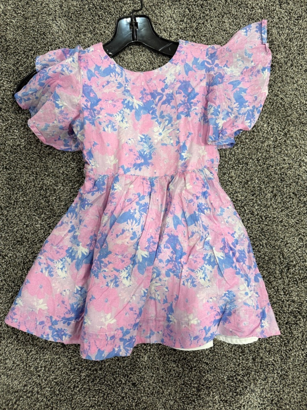 J. Crew Factory Crewcuts  Pink & Blue Floral Flutter-Sleeve Dress. Like new